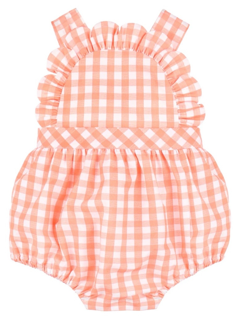 New SOPHIE & LUCAS
ORANGE CLASSIC GINGHAM RUFFLE SUNSUIT Peach